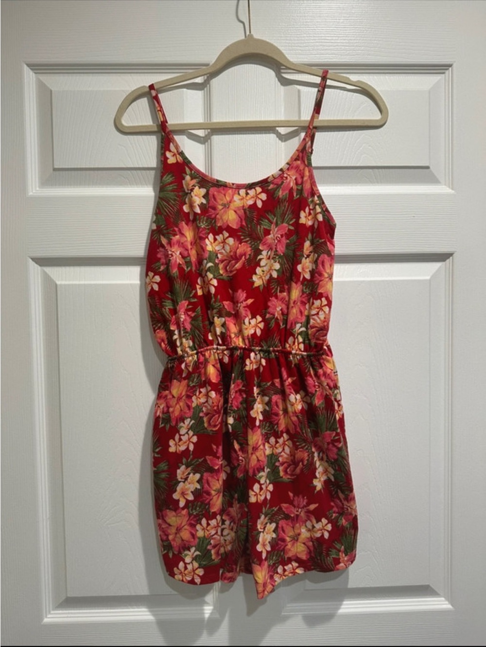 T.J.Maxx Red Floral Spaghetti-Strap Romper
